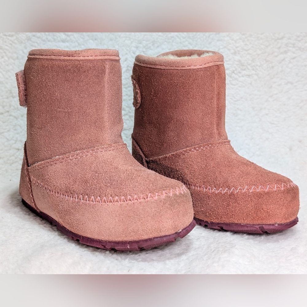 L.L. Bean Toddler SZ 5 Kids' Wicked Cozy Boots Pink Suede Leather Lamb Shearling
